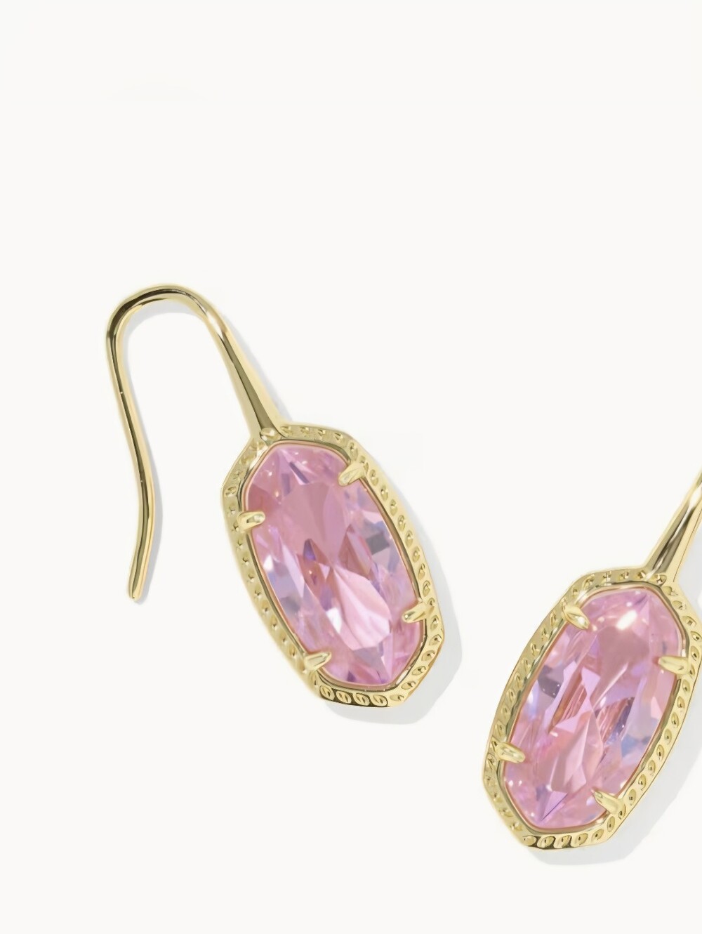 NWT Kendra Scott Lee Luxe Gold Drop Earrings in Light Pink CZ